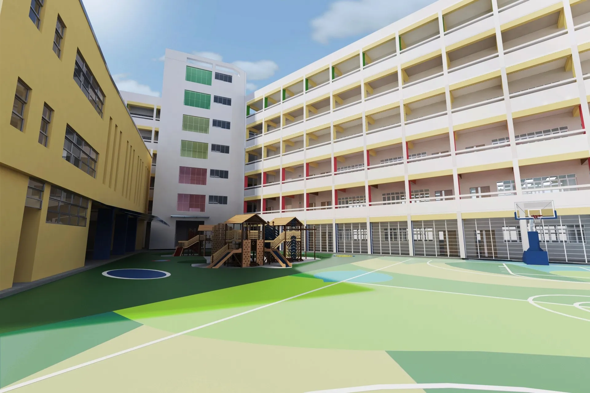 宣道會劉平齋紀念國際學校完成翻新的校園環境預想圖。（受訪者提供）
