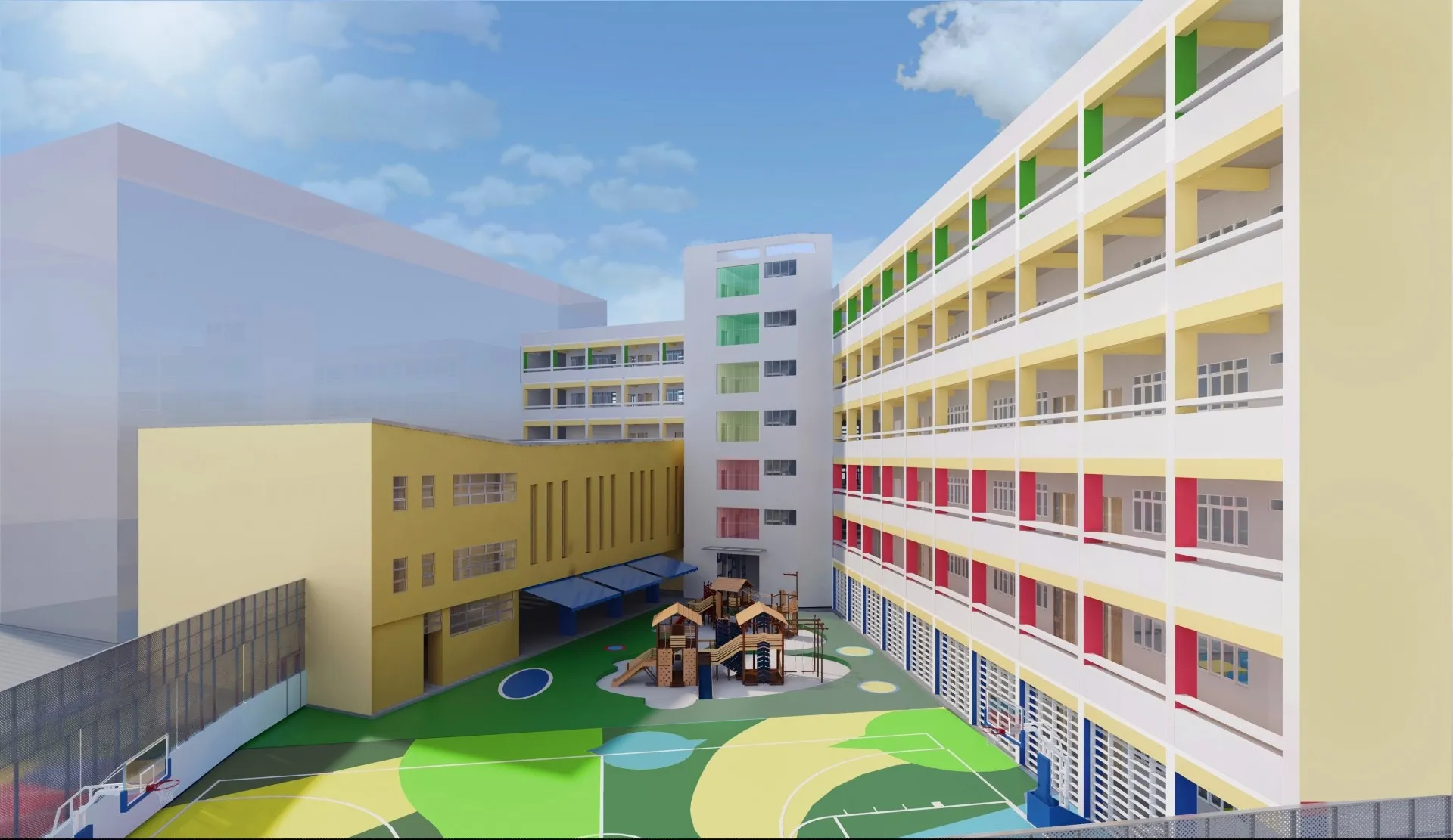 宣道會劉平齋紀念國際學校完成翻新的校園環境預想圖。（受訪者提供）