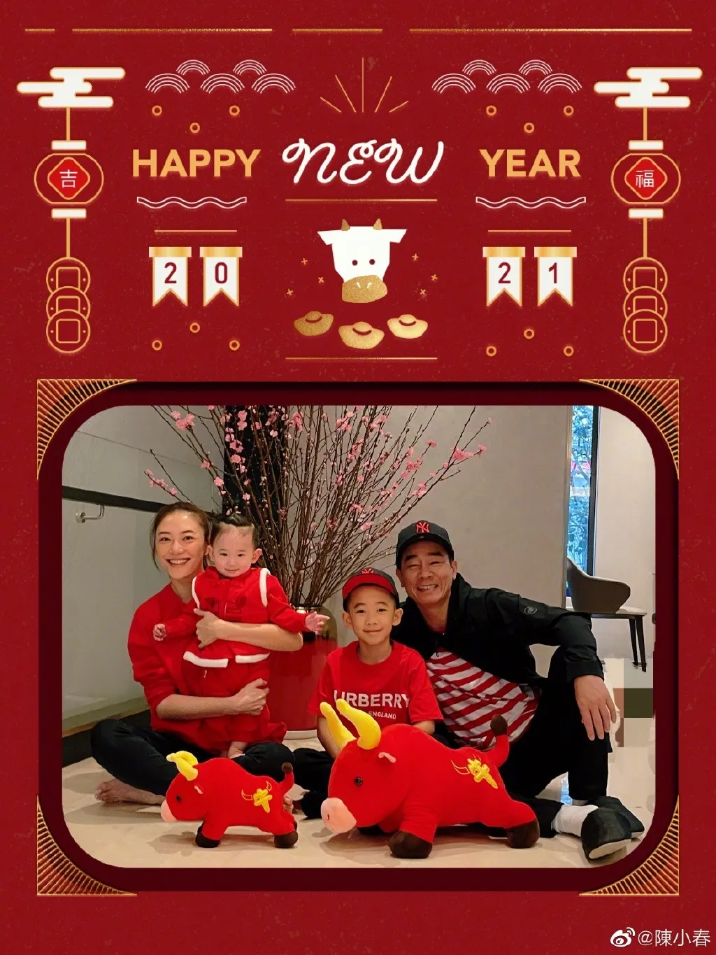 9個月大的Hoho首次曝光。（微博@應采兒）