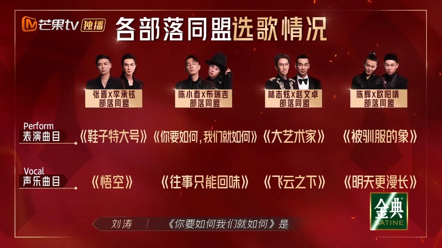 各部落聯盟選歌情況。（視頻截圖）