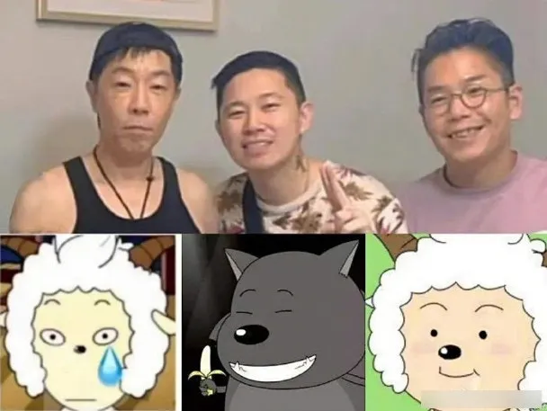 黃貫中、MC Jin和林曉峰因出演內地真人騷《披荊斬棘的哥哥》人氣急升，近日被指與動畫《喜羊羊與灰太郎》的角色撞樣，再一次登上熱搜榜。（微博圖片）
