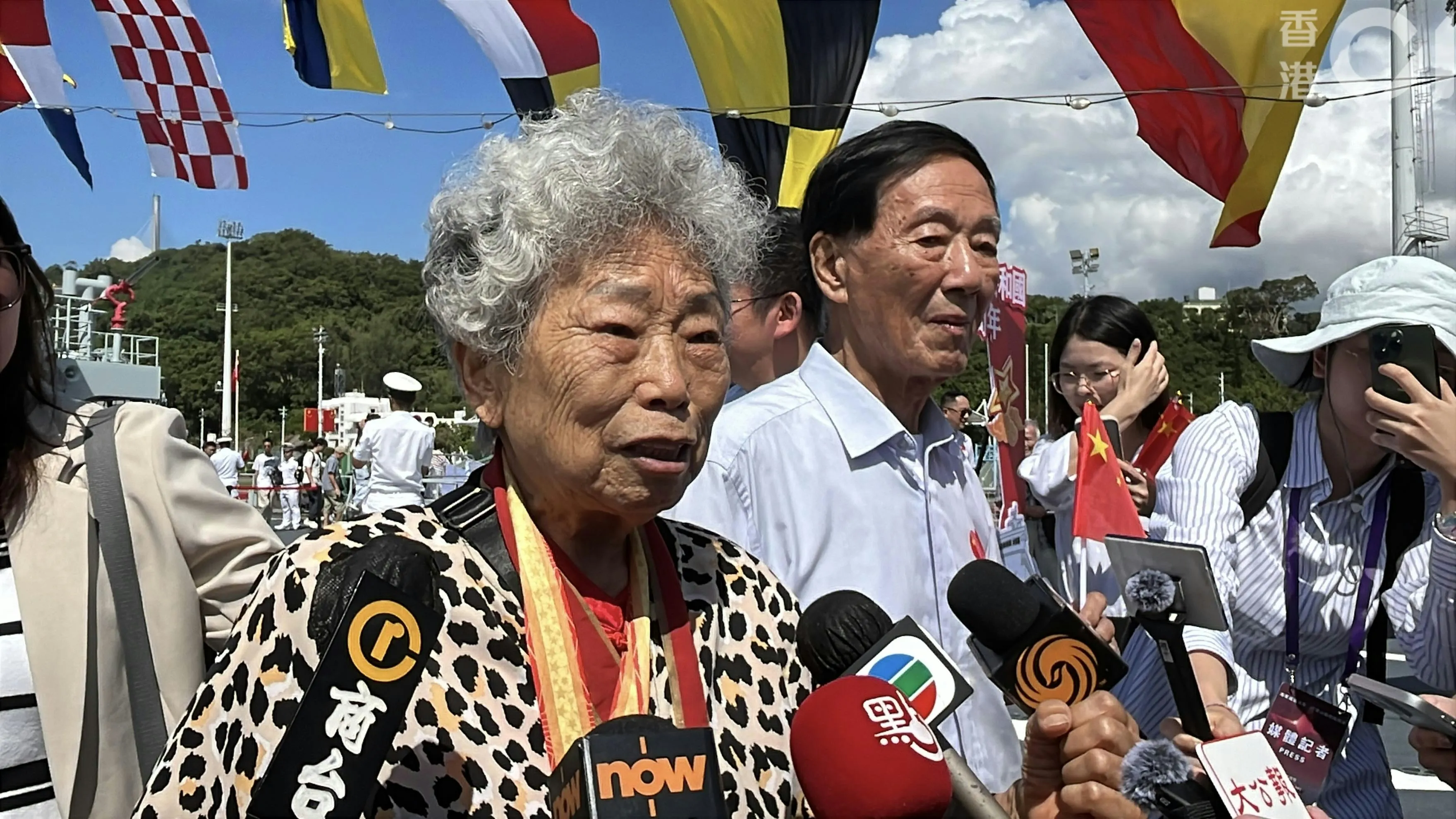 原東江縱隊港九獨立大隊老游擊戰士聯誼會會長林珍今日亦有到場。（林遠航攝）