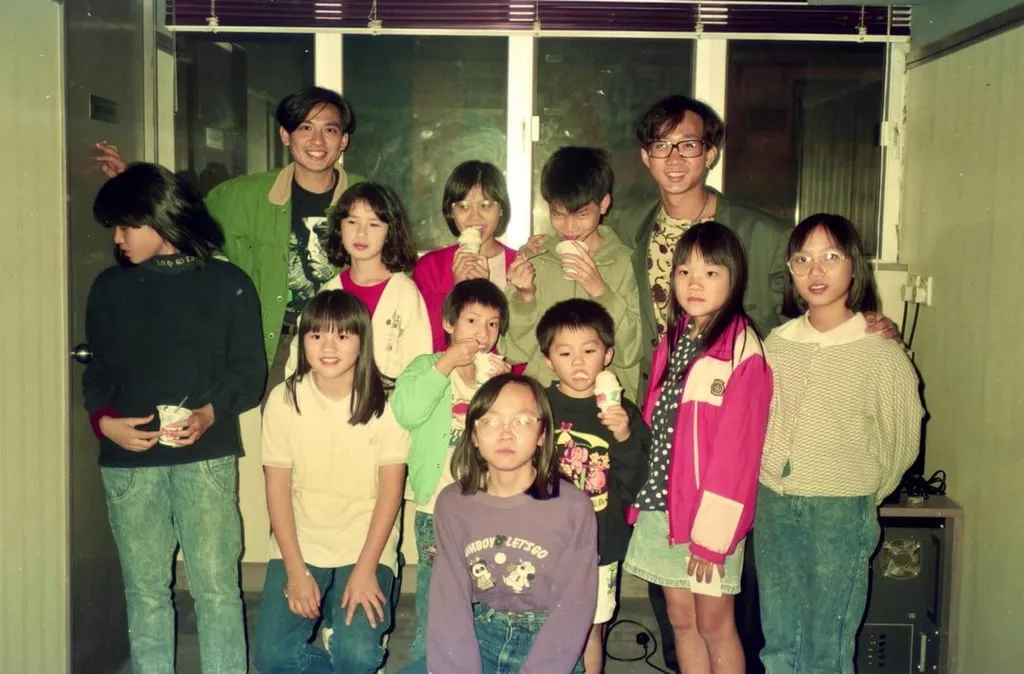 Wong (right, back row) and Yip Sai-wing (left, back row) in a still from Because of You – Ka Kui.